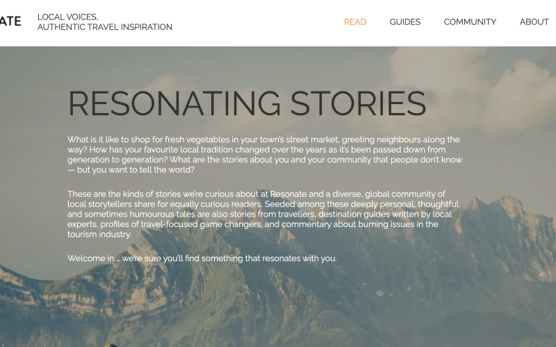 Resonate Travel Story Platform