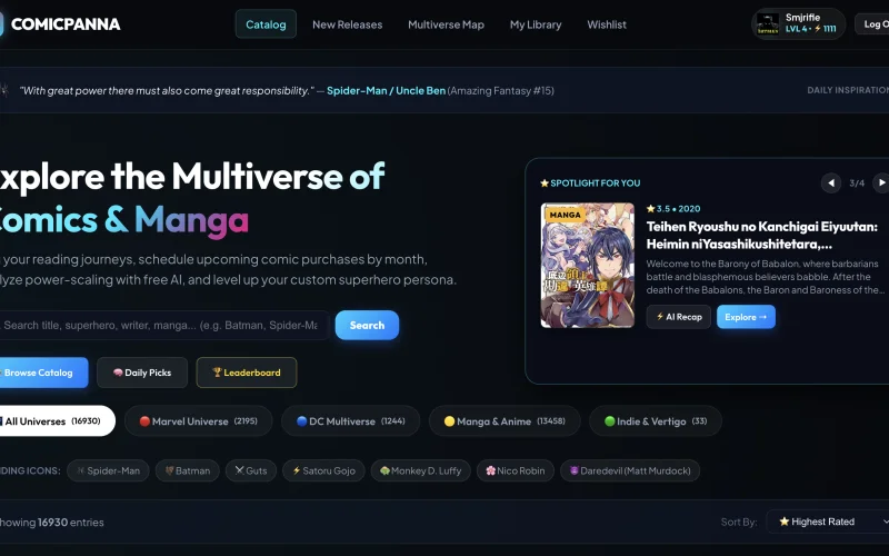 Comicpanna: AI-Powered Comic & Manga Tracking & RPG Discovery Hub